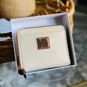 Dooney & Bourke Pebble Grain Small Zip Around Wallet Color: Bone
